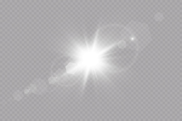 Efecto de luz de destello de lente especial de luz solar transparente de vector