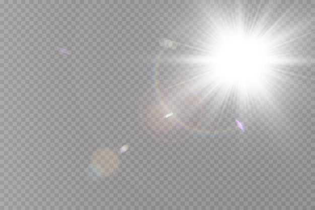 Efecto de luz de destello de lente especial de luz solar transparente de vector