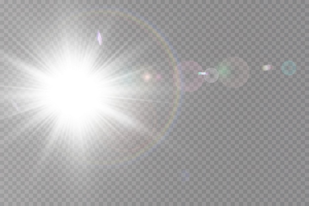 Efecto de luz de destello de lente especial de luz solar transparente de vector
