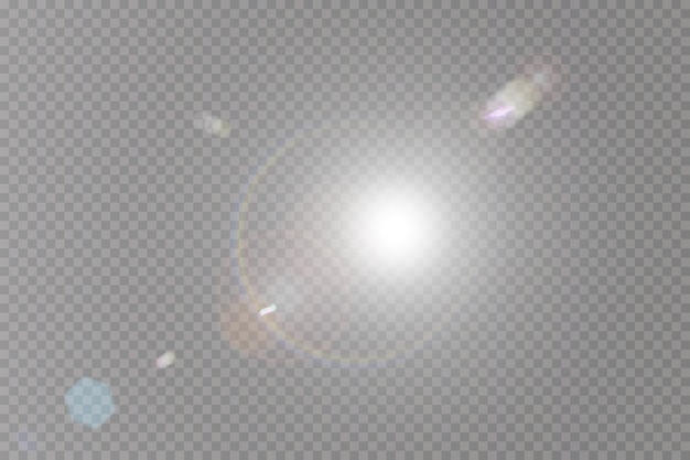 Efecto de luz de destello de lente especial de luz solar transparente de vector