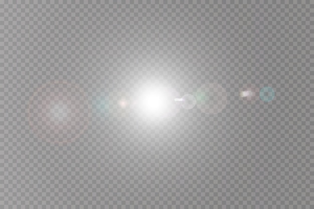 Efecto de luz de destello de lente especial de luz solar transparente de vector