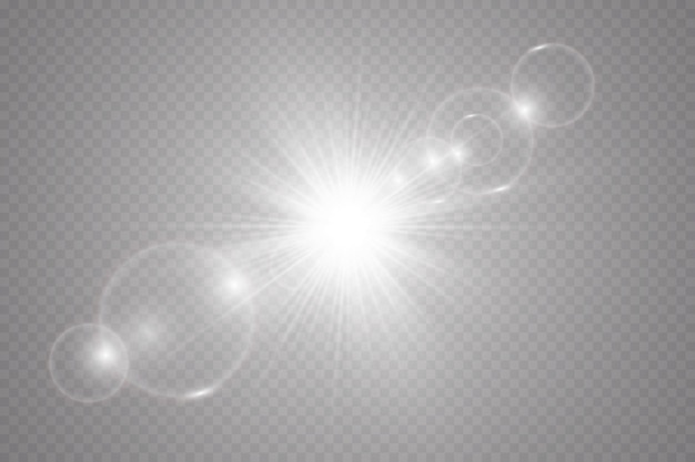 Efecto de luz de destello de lente especial de luz solar transparente de vector