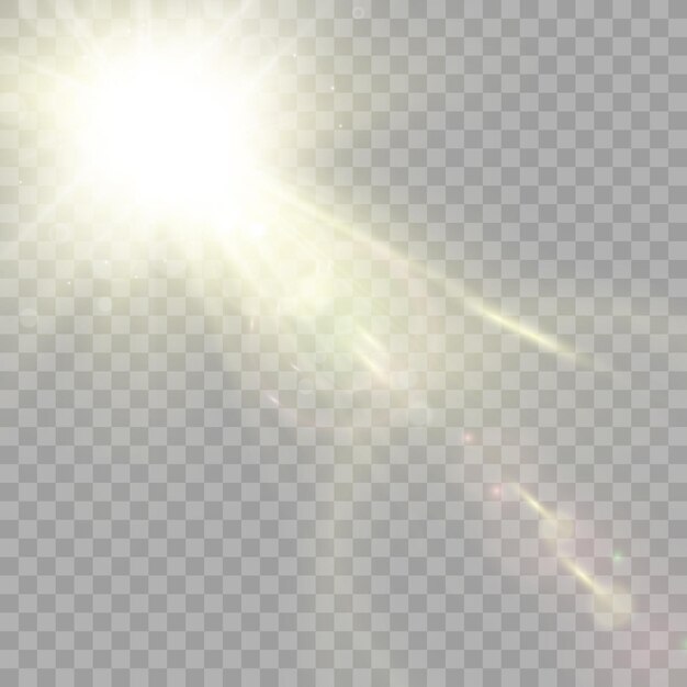 Efecto de luz de destello de lente especial de luz solar transparente vectorial. Hermosa estrella brillante. Luz de la r