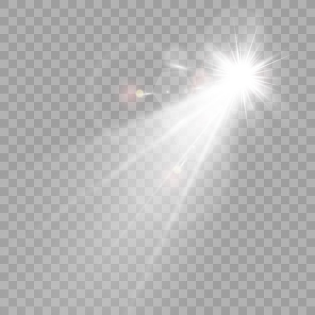 Efecto de luz de destello de lente especial de luz solar transparente vectorial. Hermosa estrella brillante.