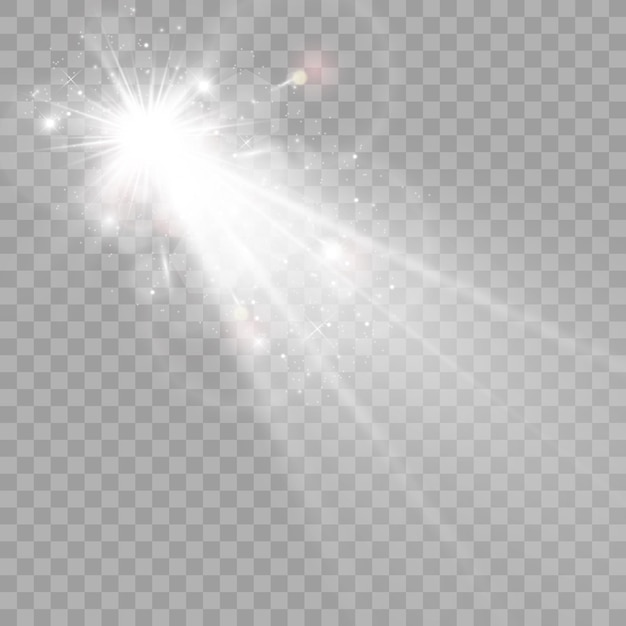 Efecto de luz de destello de lente especial de luz solar transparente vectorial. Hermosa estrella brillante.