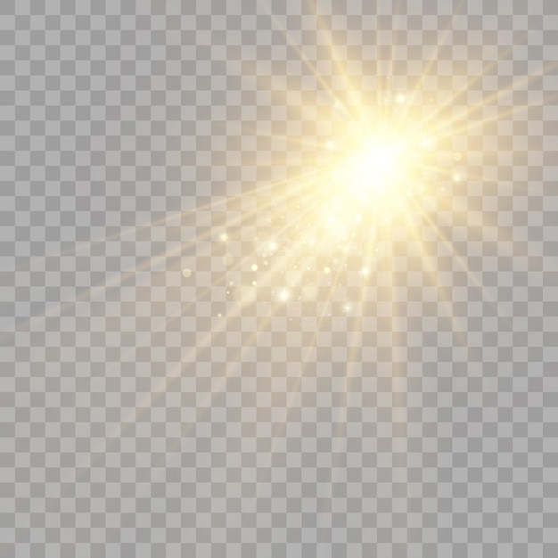 Efecto de luz de destello de lente especial de luz solar transparente vectorial. Hermosa estrella brillante.