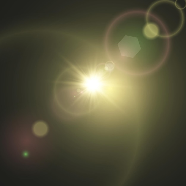 Efecto de luz de destello de lente especial de luz solar transparente vectorial Luz de estrella brillante y hermosa de la r