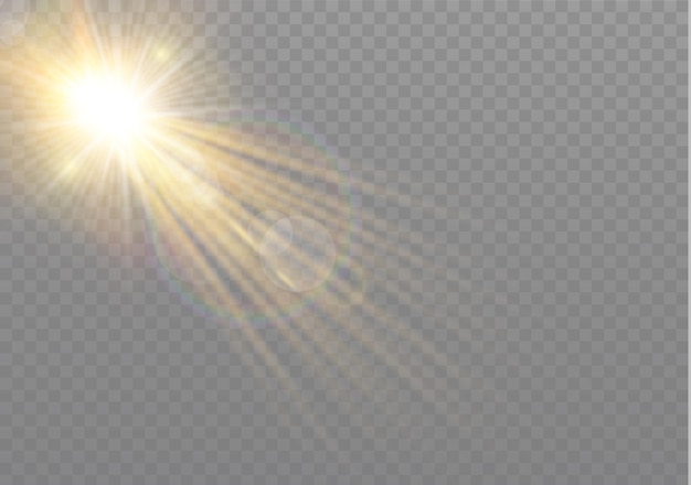 Efecto de luz de destello de lente especial de luz solar transparente.