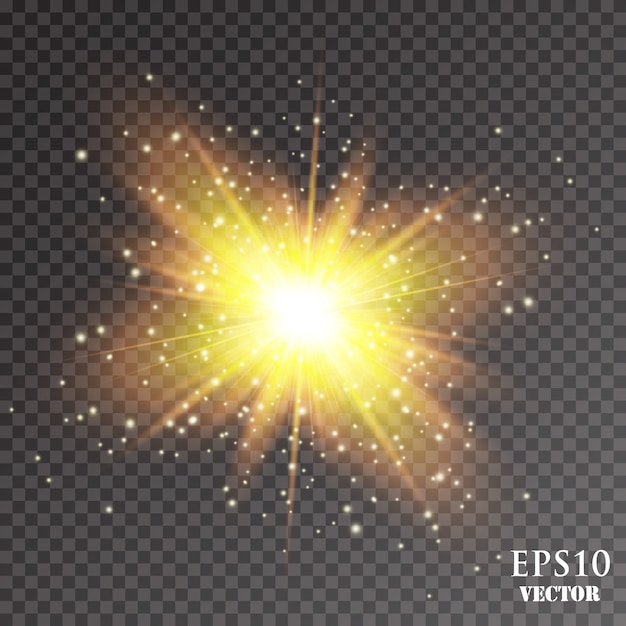Efecto de luz de destello de lente especial de luz solar transparente.