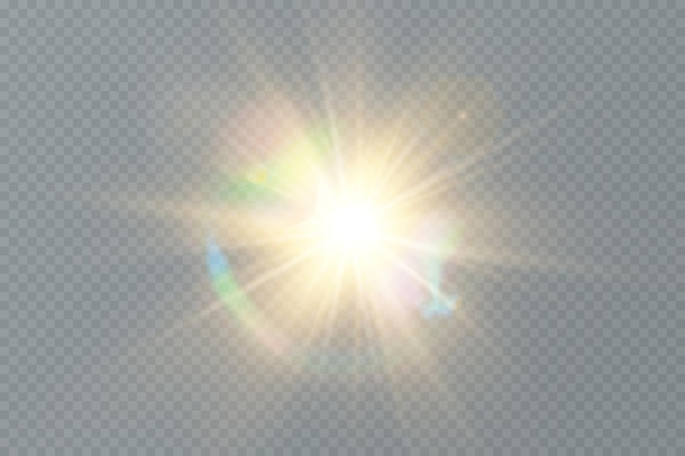 Efecto de luz de destello de lente especial de luz solar de vector transparente.
