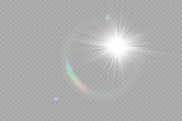 Efecto de luz de destello de lente especial de luz solar de vector transparente.