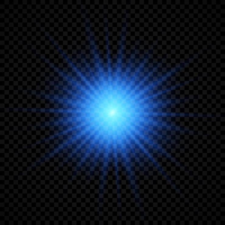 Vector efecto de luz de destellos de lente. efectos de starburst de luces brillantes azules con destellos sobre un fondo transparente. ilustración vectorial