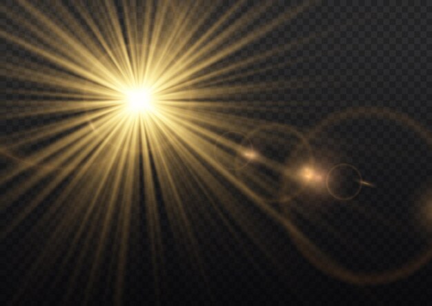 Efecto de luz dorada de estallido de estrellas amarillas brillantes