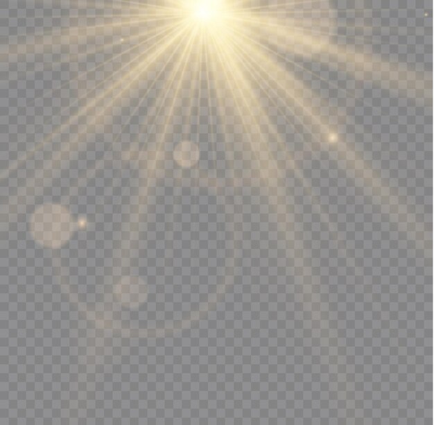 Efecto de luz dorada de estallido de estrellas amarillas brillantes
