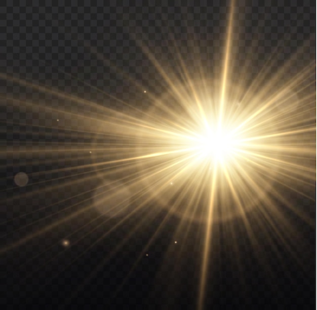 Efecto de luz dorada de estallido de estrellas amarillas brillantes
