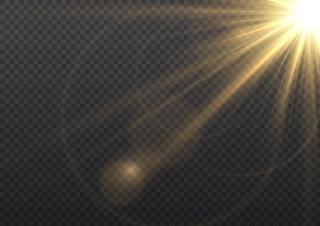 Efecto de luz dorada de estallido de estrellas amarillas brillantes