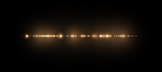 Efecto de luz dorada con estilo abstracto sobre fondo negro. Líneas brillantes doradas.
