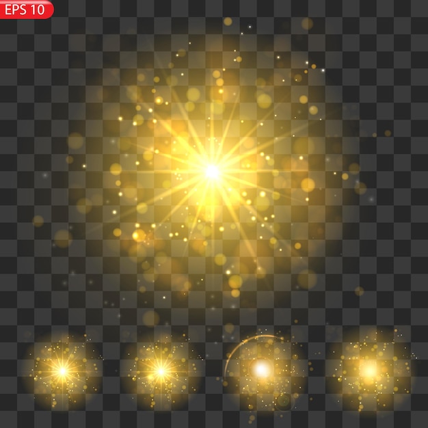 Efecto de luz elegante abstracto sobre un fondo negro Línea de neón brillante dorado Polvo luminoso dorado an