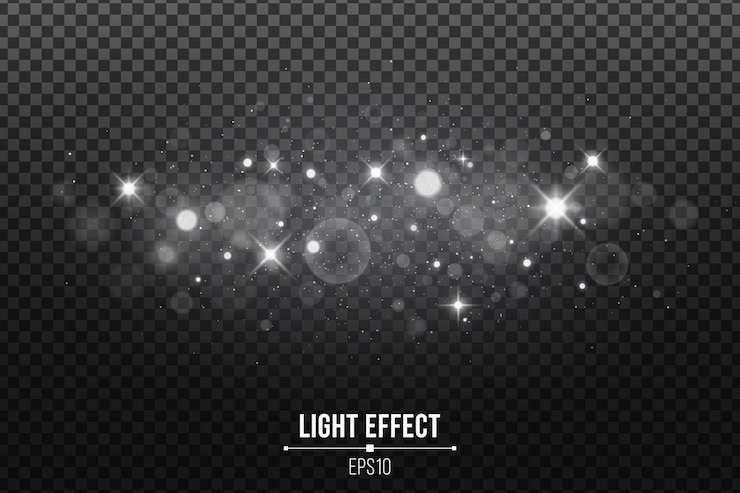 Vector efecto de luz elegante aislado. estrellas brillantes. plata brilla y manchas brillantes.