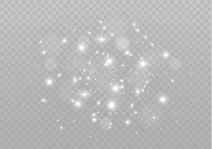 Vector efecto de luz especial de brillo de chispas blancas. destellos sobre fondo transparente. partículas de polvo mágico espumoso