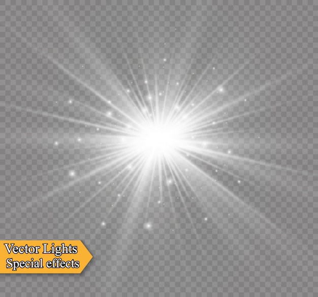 Efecto de luz especial de brillo de chispas blancas. destellos sobre fondo transparente. Patrón abstracto de Navidad. Partículas de polvo mágico espumoso