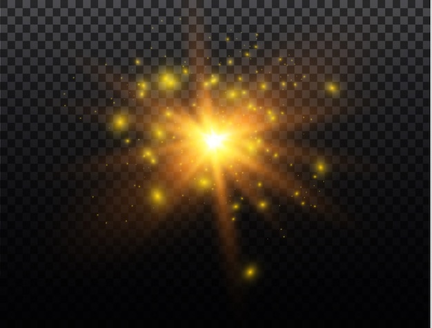 Efecto de luz especial de brillo de chispas blancas. destellos sobre fondo transparente.
