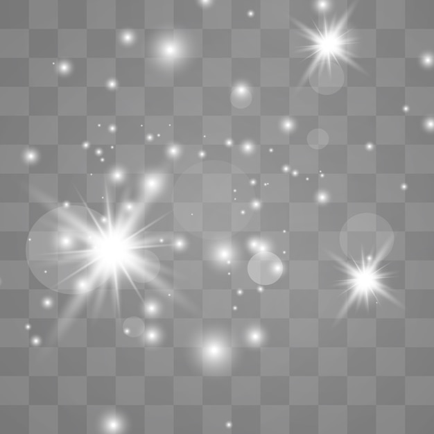 Efecto de luz especial de brillo de chispas blancas. Partículas de polvo mágico espumoso