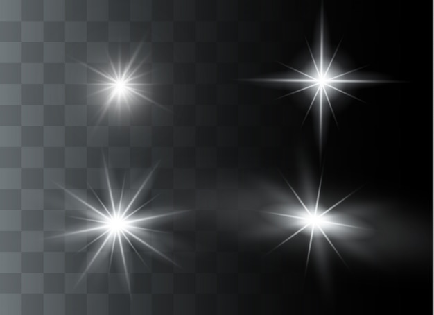 Efecto de luz especial de brillo de chispas blancas. Vector brilla sobre fondo transparente. Patrón abstracto de Navidad. Partículas de polvo mágico espumoso