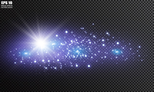 Efecto de luz especial de brillo de chispas. Partículas de polvo mágico espumoso.