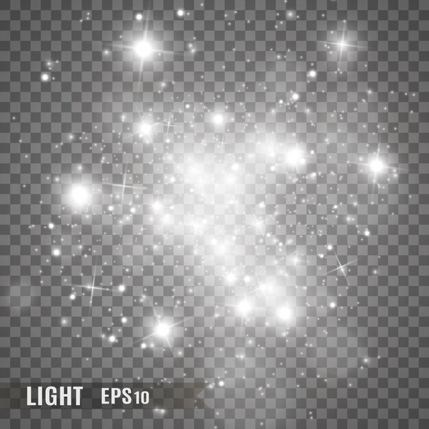 Efecto de luz especial de brillo de chispas. Partículas de polvo mágico espumoso.