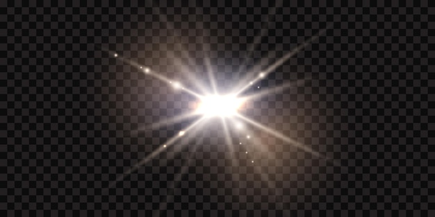 Efecto de luz especial de brillo de chispas que brilla intensamente. Aislado sobre fondo negro transparente.