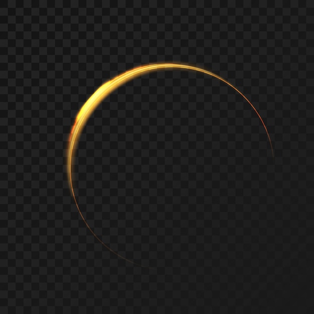 Efecto de luz con estilo abstracto sobre fondo negro Línea de neón brillante dorada Vector 10 eps