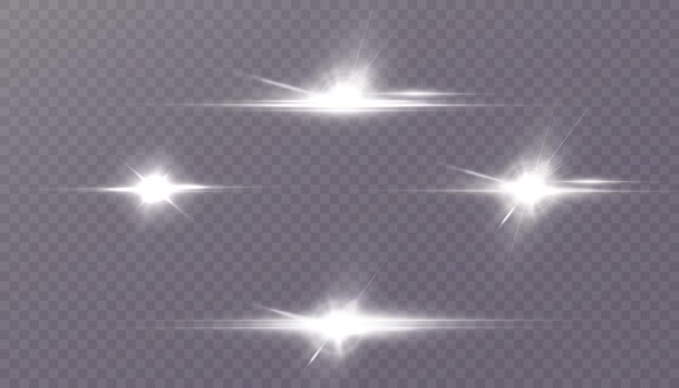 Efecto de luz de estrella blanca brillante. destello. efecto de luz para ilustración vectorial. sol brillante con resplandor.