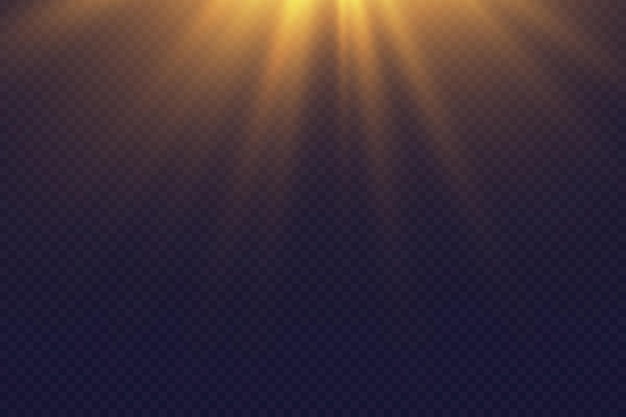 Efecto de luz Estrella dorada brillante Sol amarillo Luz de estrella Luz brillante