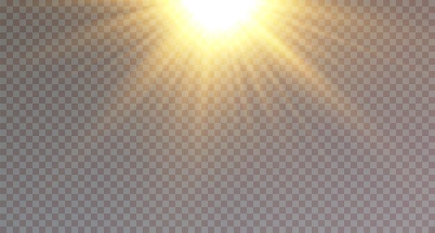 Efecto de luz Estrella dorada brillante Sol amarillo Luz de estrella Luz brillante