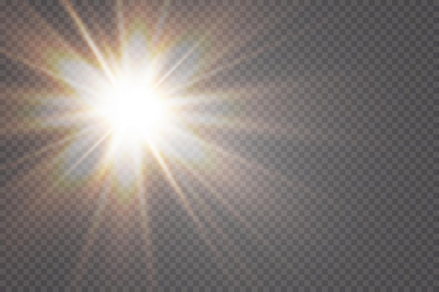 Efecto de luz Estrella dorada brillante sol amarillo Luz de las estrellas