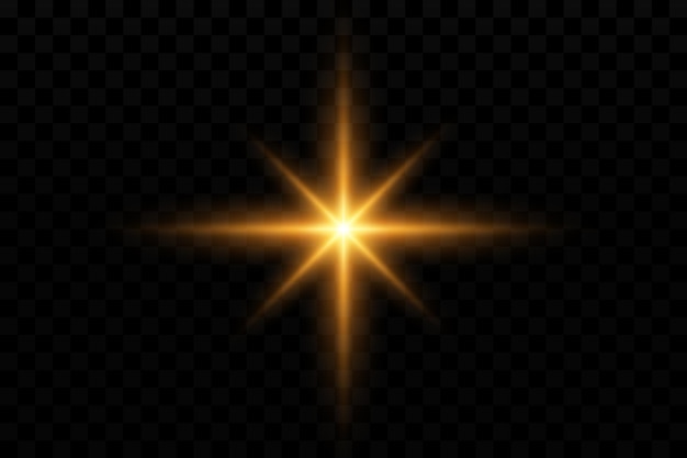Efecto de luz Estrella dorada brillante sol amarillo Luz de las estrellas