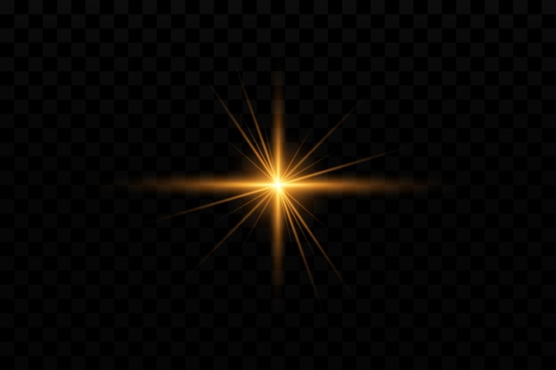 Efecto de luz Estrella dorada brillante sol amarillo Luz de las estrellas