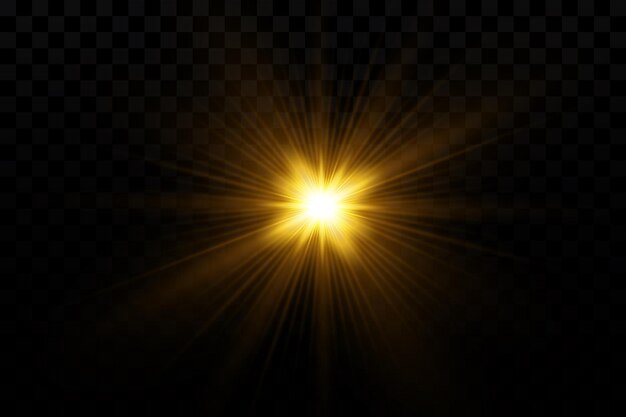 Efecto de luz Estrella dorada brillante sol amarillo Luz de las estrellas