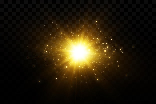 Efecto de luz Estrella dorada brillante sol amarillo Luz de las estrellas