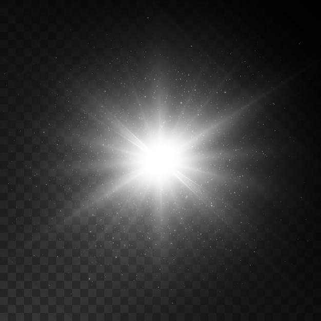 Vector efecto de luz la estrella se encendió brillantemente textura de brillo dorado con muchos destellos caóticos vecto