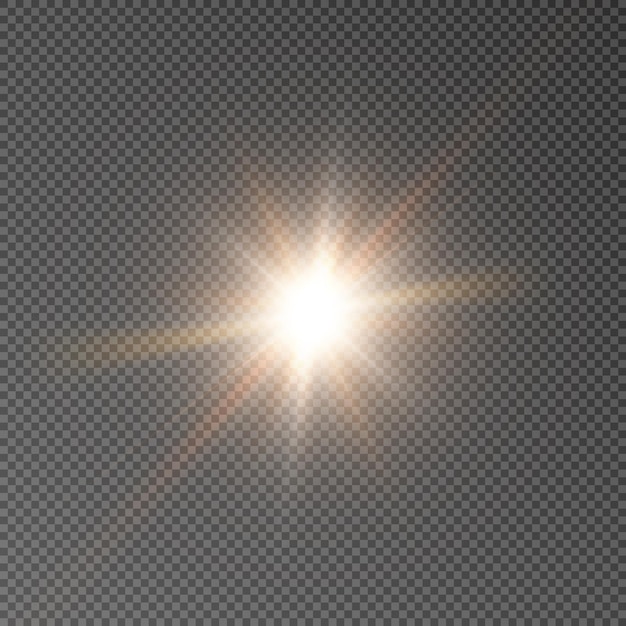 Efecto de luz de estrella solar para ilustraciones vectoriales sobre fondo transparente flash png