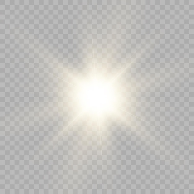 Efecto de luz de estrella solar para ilustraciones vectoriales sobre fondo transparente flash png