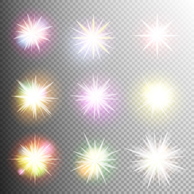 Efecto de luz estrellas explosiones.