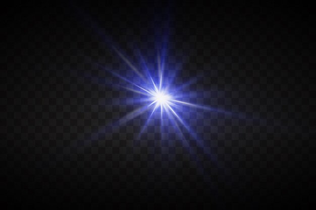 Efecto de luz de las estrellas y los rayos de luz sobre un fondo transparente
