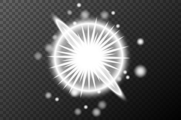 Efecto de luz explosión de llamarada aislada línea de polvo brillante llamarada solar chispa estrella efecto vectorial de luz solar