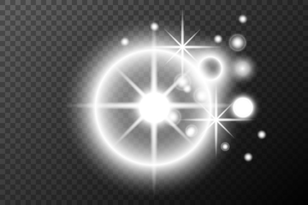 Efecto de luz explosión de llamarada aislada línea de polvo brillante llamarada solar chispa estrella efecto vectorial de luz solar