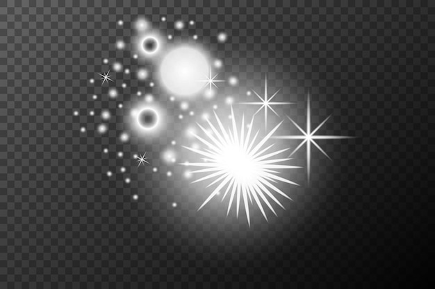 Efecto de luz explosión de llamarada aislada línea de polvo brillante llamarada solar chispa estrella efecto vectorial de luz solar