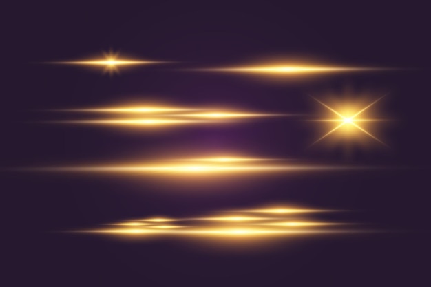 Efecto de luz de flash de lente especial El flash destella los rayos y la ilustración del reflector Hermosa estrella