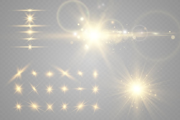 Efecto de luz de flash de lente especial El flash destella los rayos y la ilustración del reflector Hermosa estrella